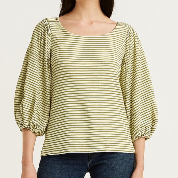 Anthropologie Tops - Eri + Ali Striped Puff Sleeve Top XS Cottagecore Preppy